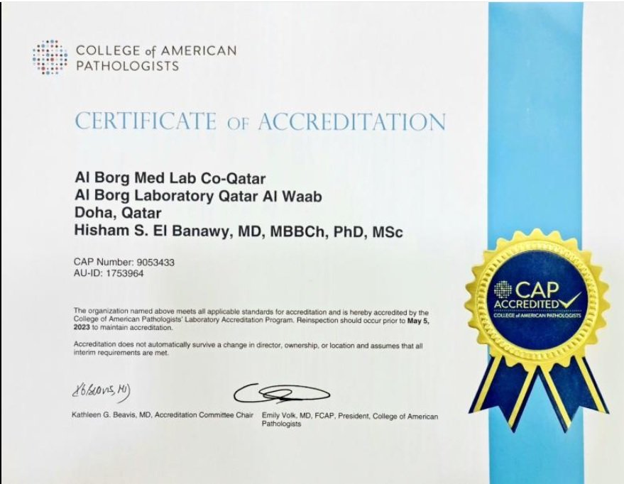 CAP Accreditation Certificate